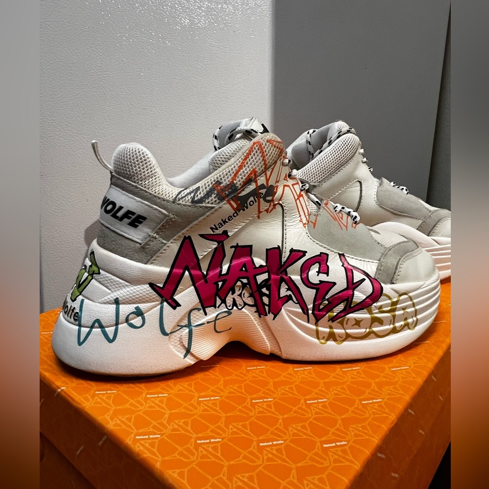 Naked Wolfe White and Gray Sneakers